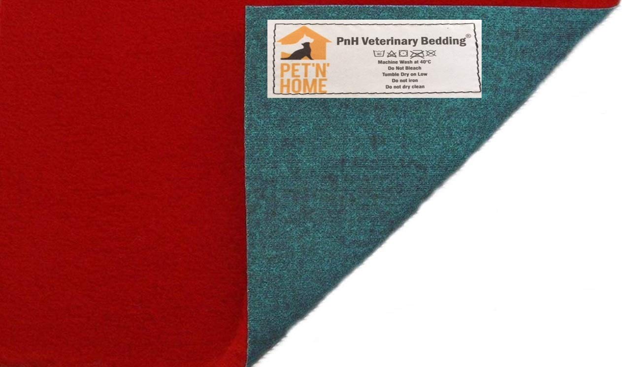 PnH Veterinary Bedding ® - Vet Bed Rectangle 100cm x 76cm - Red - READY TO USE, SELVAGE EDGE REMOVED.