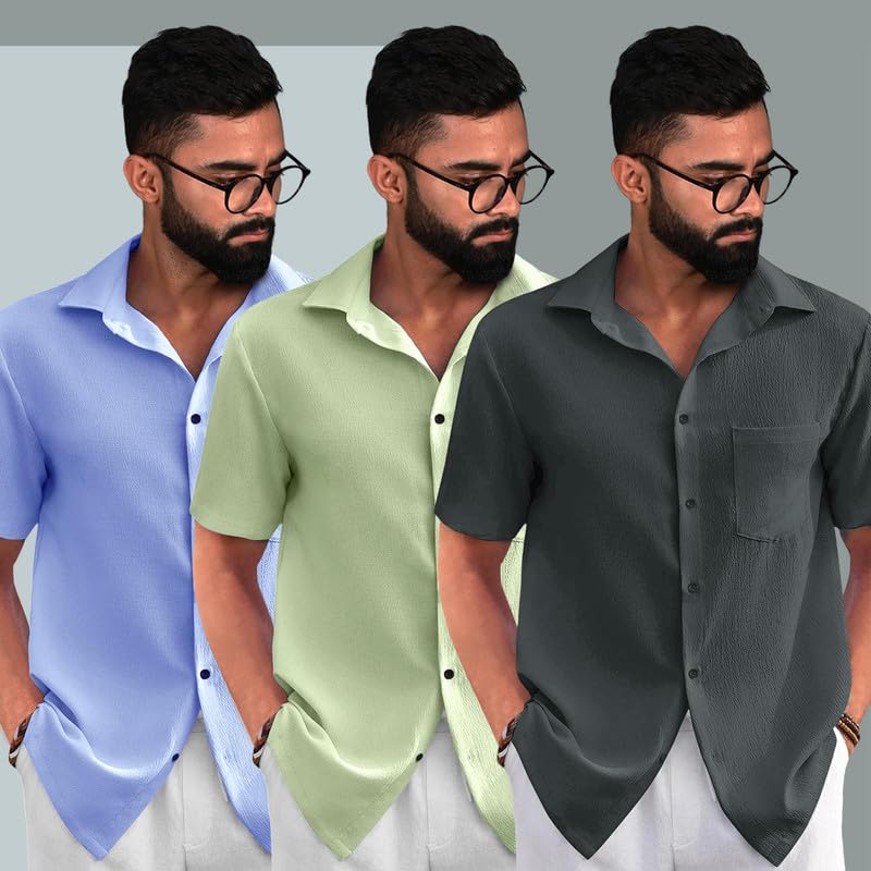Image of Pinkmint Popcorn Regular Fit Half Sleeve Shirt for Men Combo Casual Shirt ll Sumeer Wear