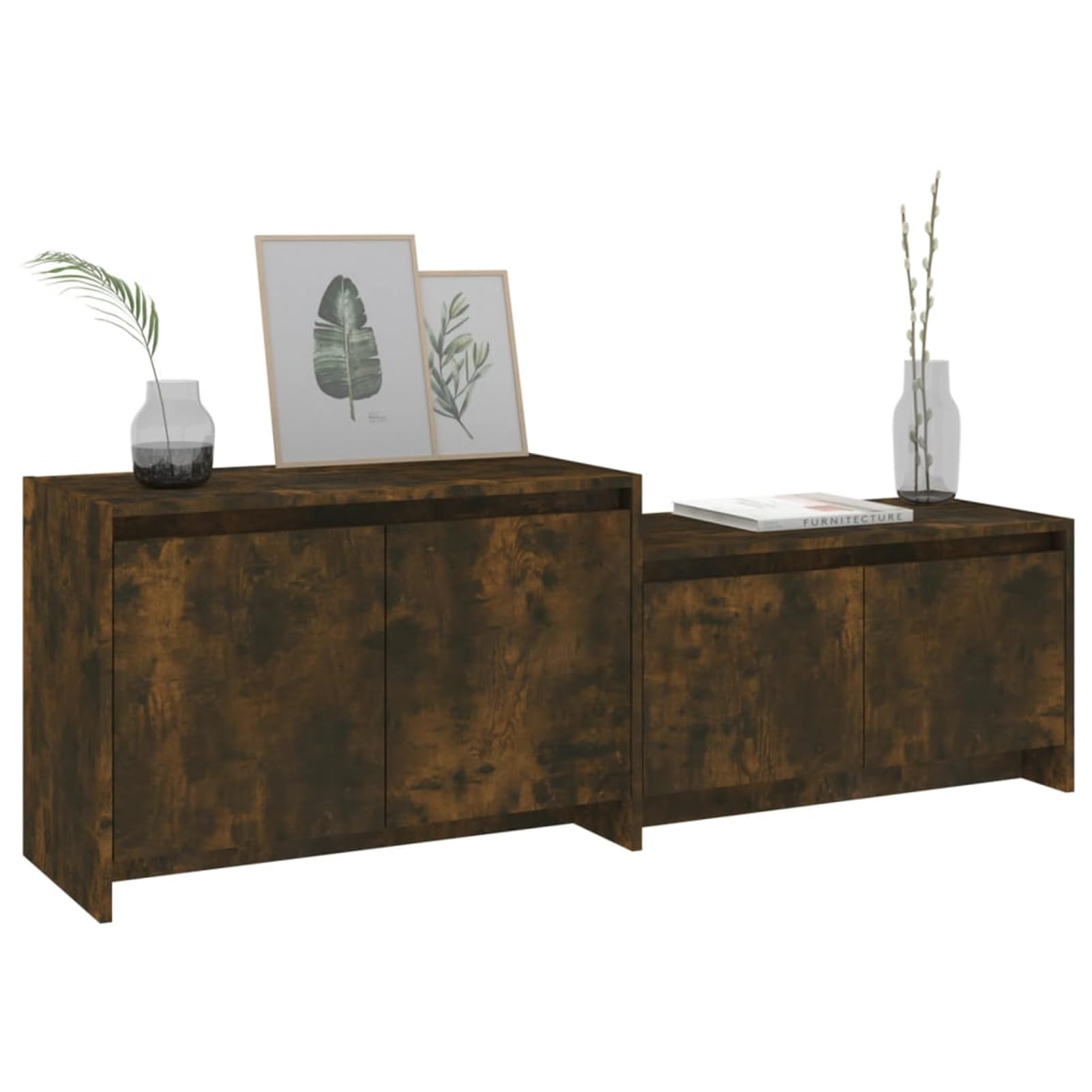 Gecheer TV-Schrank Räuchereiche 146,5x35x50 cm Holzwerkstoff, Moderne TV Lowboard Fernsehschrank für Home-Cinema Gamerzimmer Wohnungen Büro813026