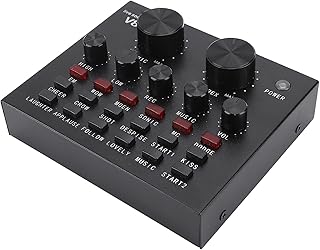 Live Sound Card, V8 Multifunctional Live Sound Card Intelligent with Volume Adjustable Multiple Funny Sound Effect Support Singing,Live,Recording,Music For IOS,Tablets