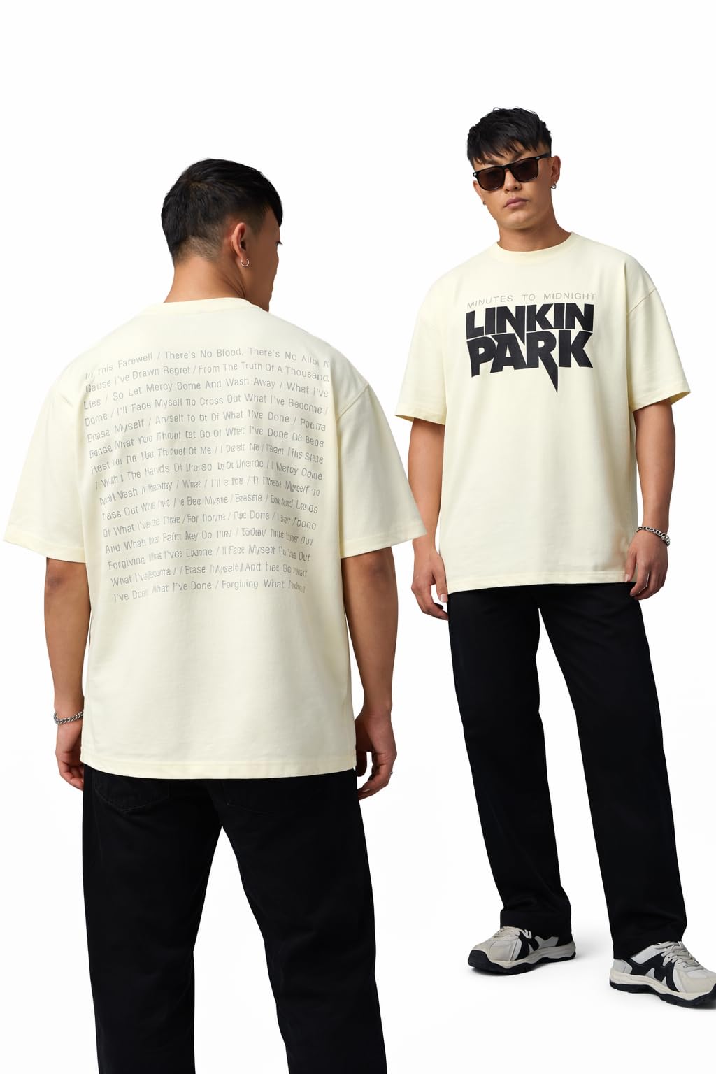 The Souled Store Linkin Park – Herren und Jungen, kurze Ärmel, Rundhalsausschnitt, Grafikdruck, lässig, leicht, schulterfrei, Streetwear, trendige, übergroße T-Shirts
