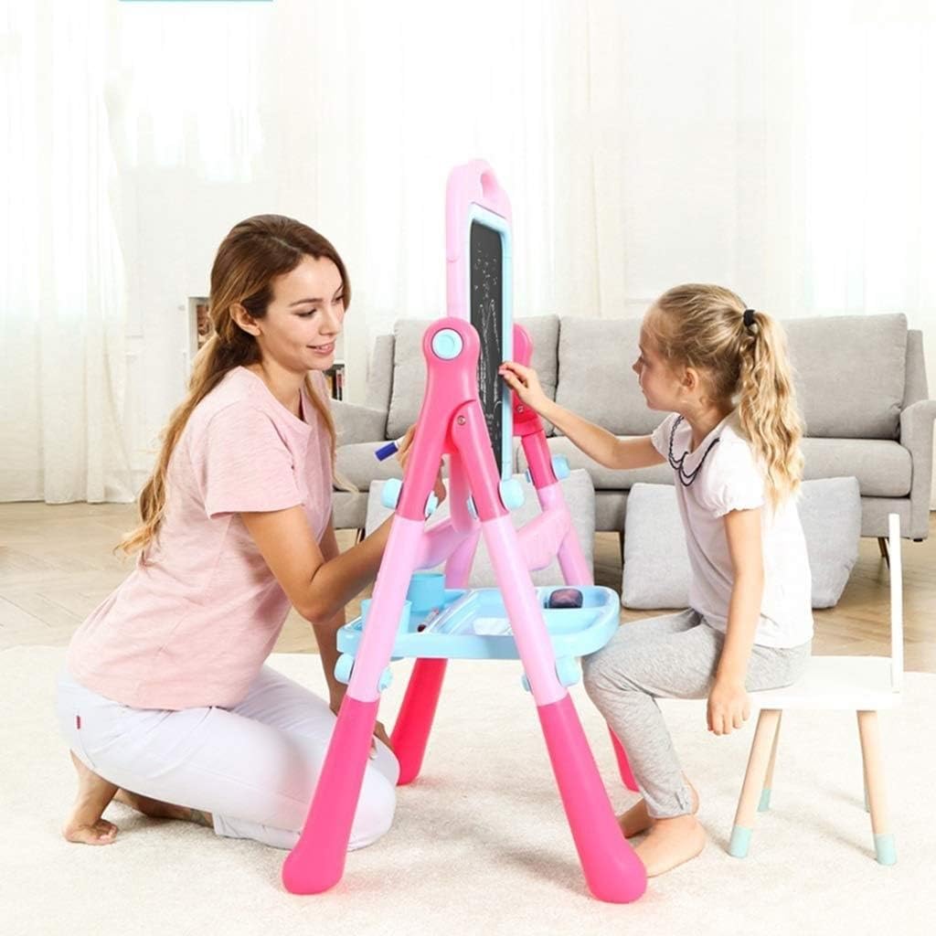 Adjustable Standing Art Easel Chalkboard and Magnetic Dry Erase Board Drawing Set Supplies Accessories Learning Play for Toddlers 20.1 * 21.3 * 41.7inch