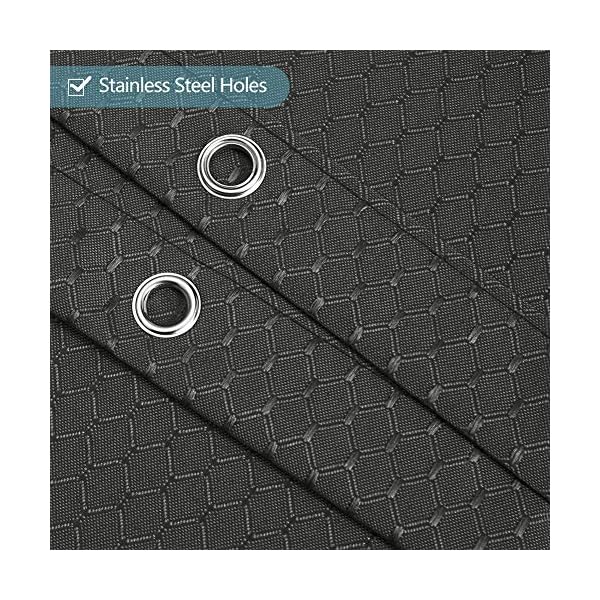 Furlinic Duschvorhang Überlänge 180x210 für Badewanne und Bad Schwerer Badvorhang aus Stoff Wasserabweisend Waschbar Anti-shcimmel Shower Curtains mit 12 Duschringen Waffelmuster Dunkelgrau. – Bild 4