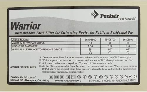 Miniatura 3 de Pentair 190041 Conjunto de tapa de almendra de repuesto Warrior Pool and Spa D.E. Filtro