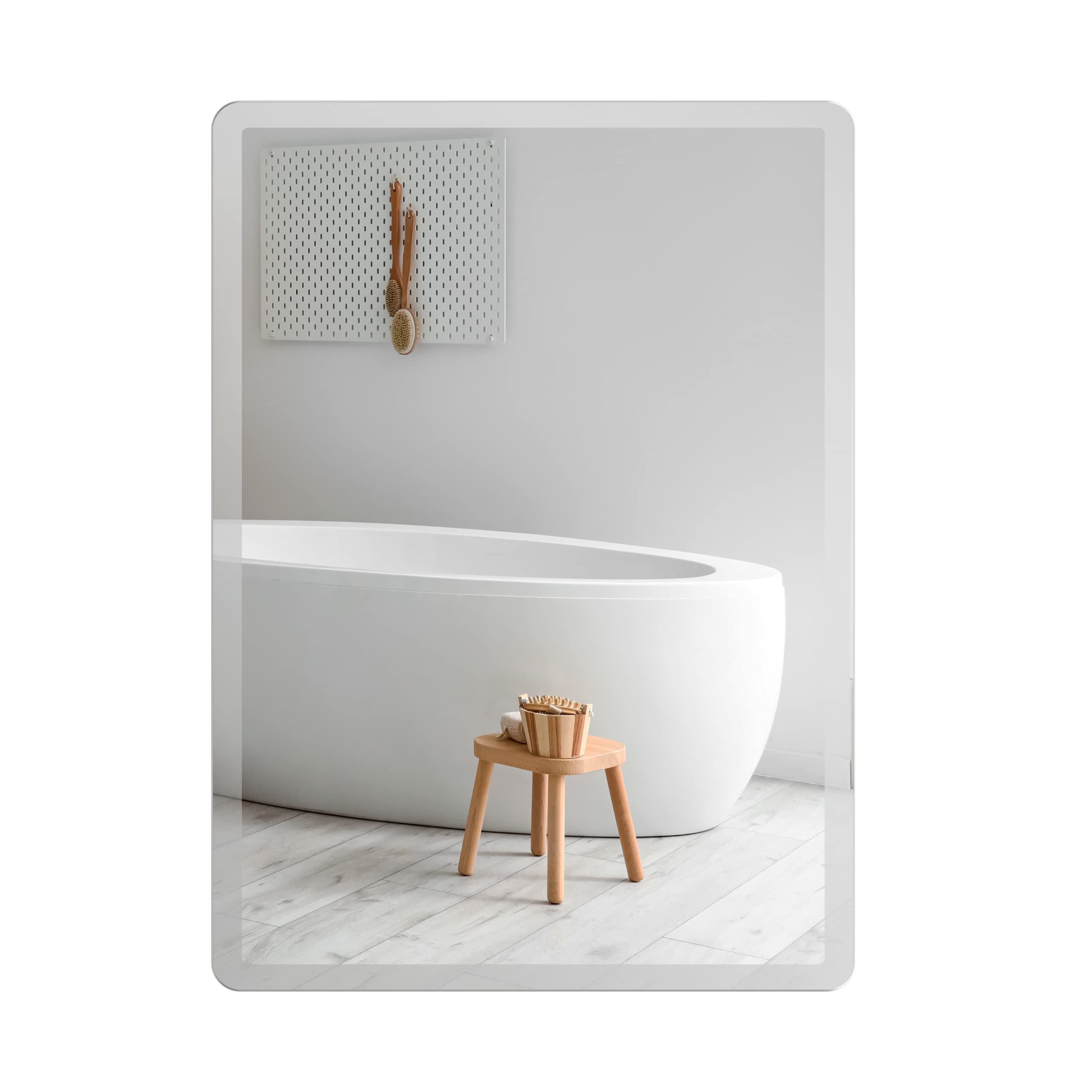 Frameless Rectangle Bathroom Mirror - 500x700mm - Polished Bevelled Edge - Wall Mounted Portrait or Landscape