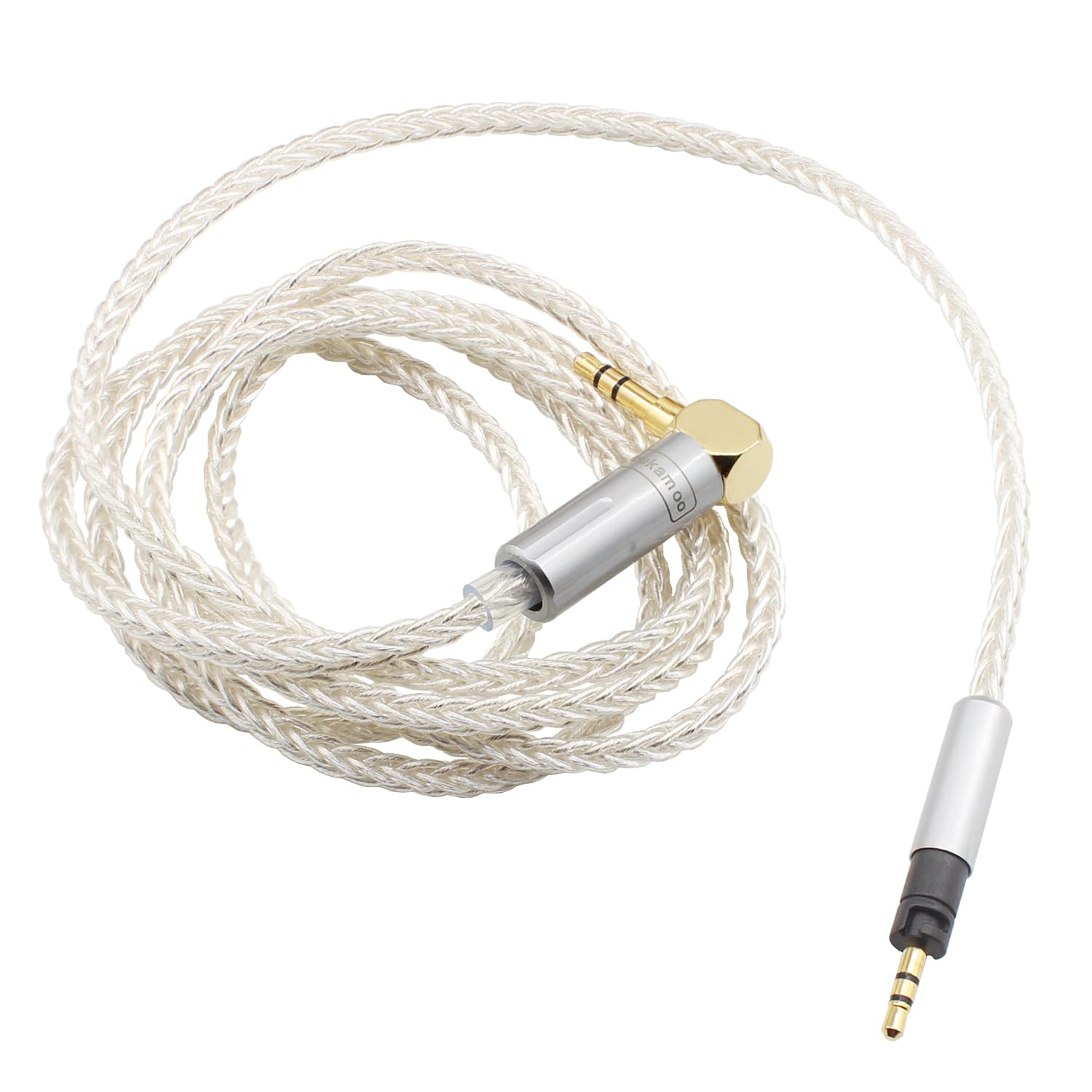 Youkamoo 3.5mm Right Angle male 8 Core Silver Plated Braided Replacement Upgrade Cable Compatible for Sennheiser Momentum Momentum 2 Momentum 3 HD1 Headphones 1.22m-image-20