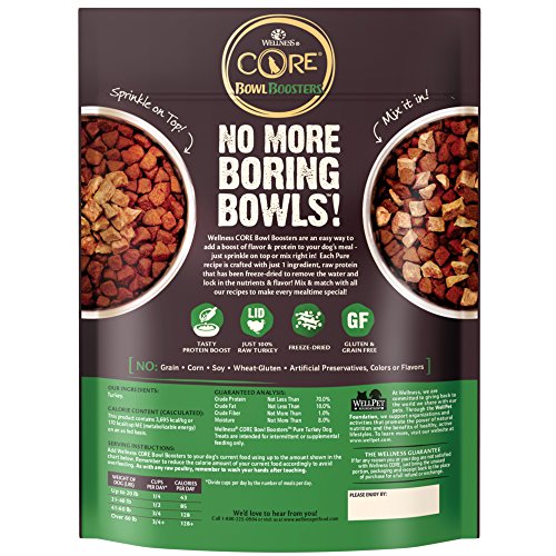 Image of Wellness Bowl Boosters Bare Freeze Dried Turkey Dog Food Topper for Small, Medium, and Large Breeds, Grain Free, Natural, 4 oz Bag