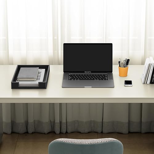 Miniatura 5 de Leather Desk Organizer Tray, Stackable Leather Tray, Desk Organizers and Accessories, Magazine File Holder for Office Supplie(Black)