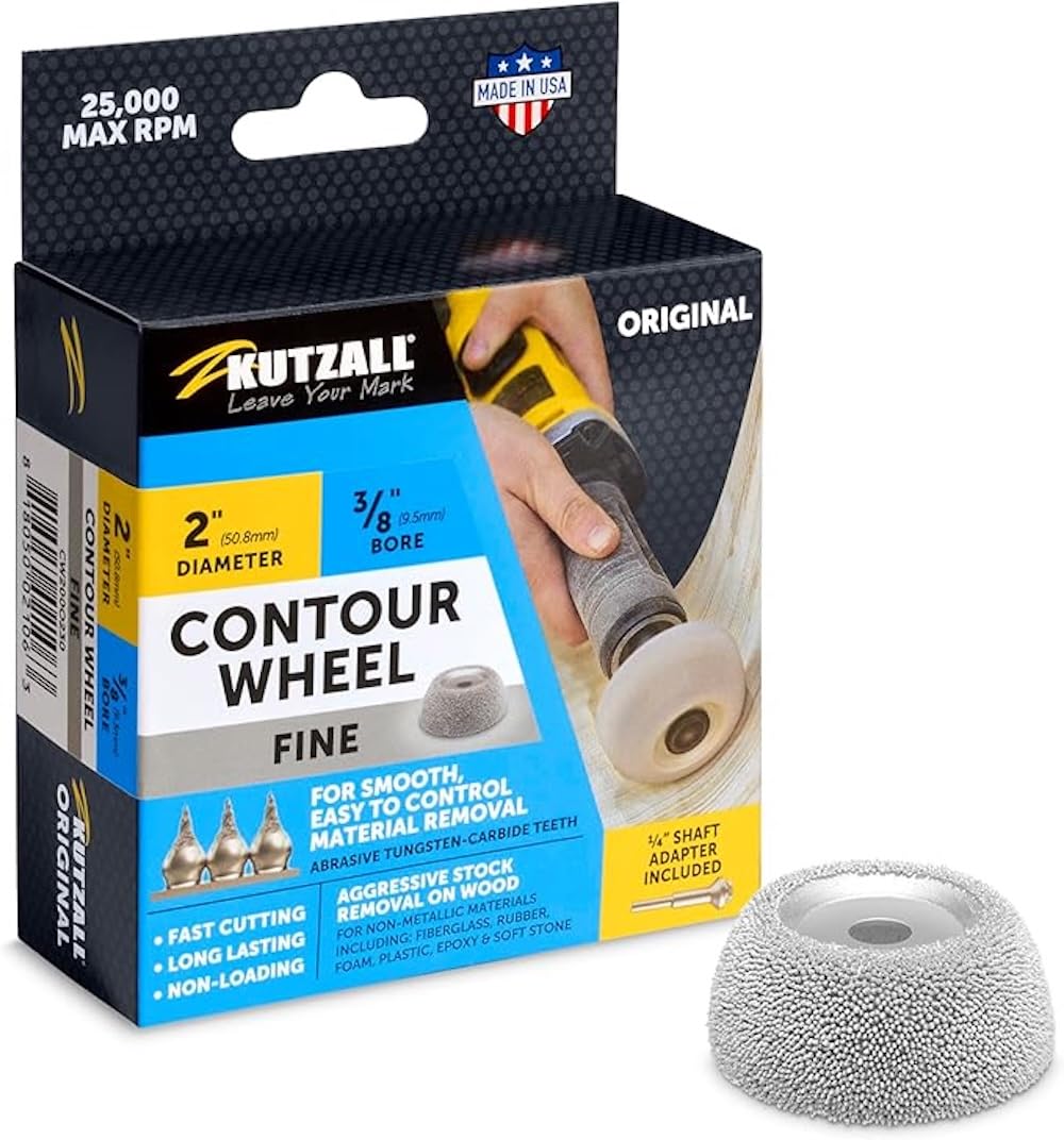 Kutzall Roue de contour originale 50,8 mm x 9,5 mm alésage fin carbure abrasif Tungsen CW200O230 pour sculpture sur bois