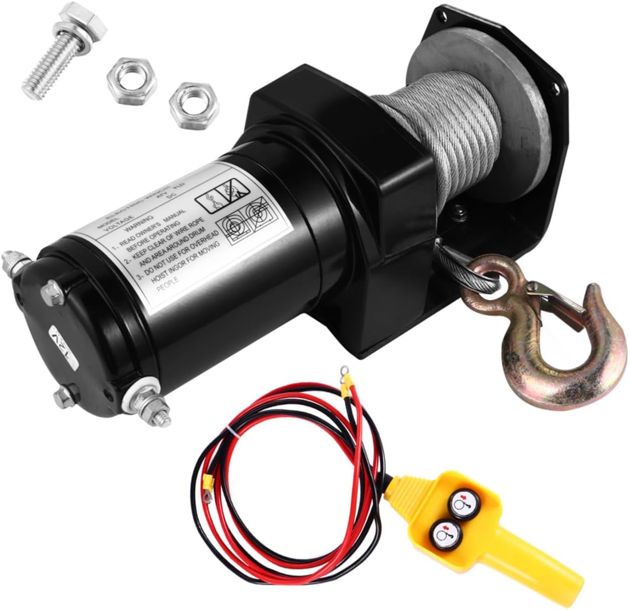 12v Electric Winch for Off-Road Vehicles Durable Self-Recovery Tool with Mechanical Brake for Traction and Towing Tough Conditions