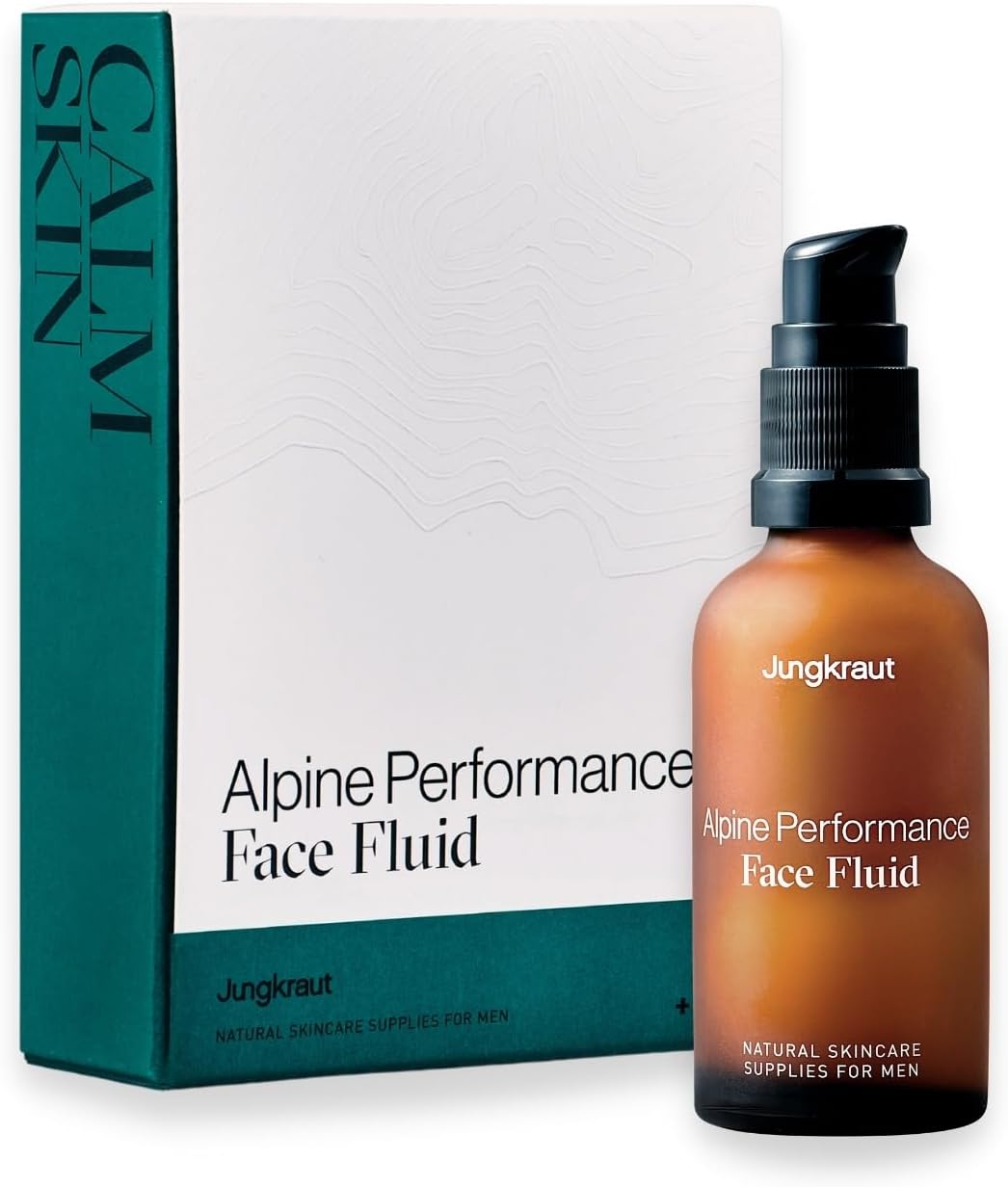Alpine Performance Face Fluid Gezichtscrème voor mannen, 1×50 ml, natuurlijke gezichtscrème met hyaluron- en anti-aging effect, hydrateert intensief, ultralicht en trekt snel in
