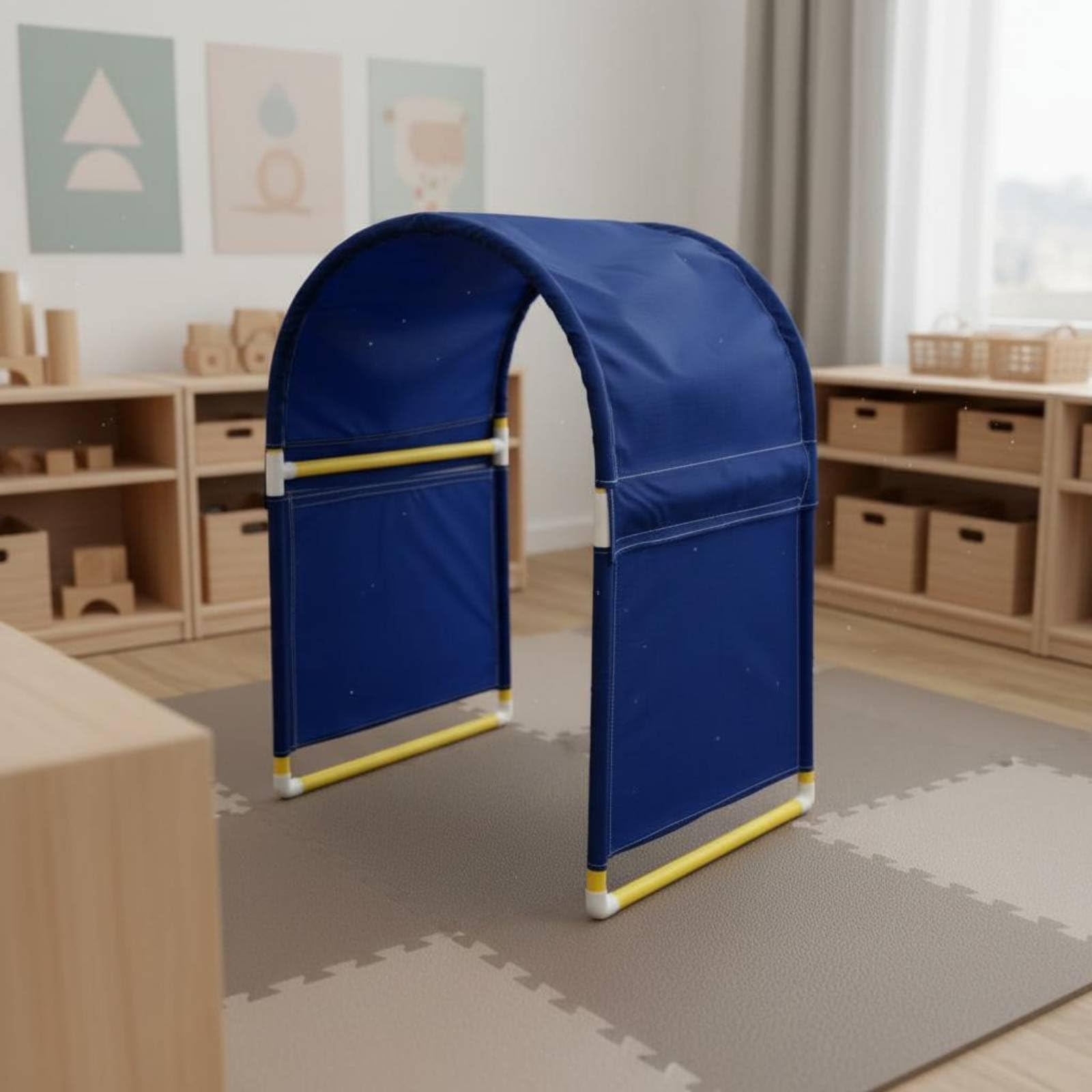 Milageto Regenbogenkriech­Tunnel einfach aufzubauen regenbogenfarbener spieltunnel tragbar bunter krabbeltunnel für vorschulkinder, Gelb