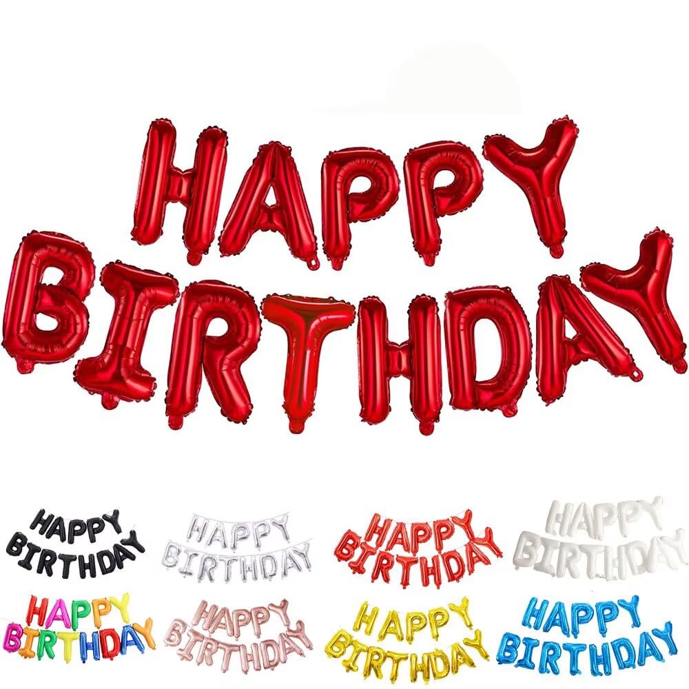 Happy Birthday Balloon Set Red, HAPPY BIRTHDAY Letter Aluminium Foil Balloons for Birthday Party Decorations — image 1