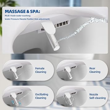 Electric Smart Bidet Toilet Seat - Auto Open and Close Elongated Heated Bidet Toilet Seat with Remote Control, Quick Access Sidebar, Temperature Display