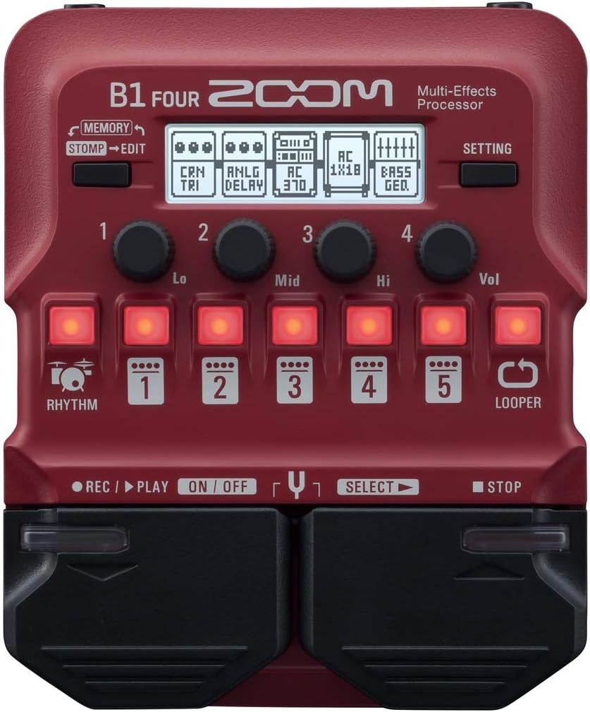 Zoom B1 Four/IFS Multi-Effect Pedal, Amp-Simulator for Bass