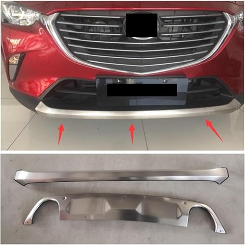Miniatura 2 de Compatible con Mazda CX-3 CX3 2015 2016 2017 2018 2019 acero inoxidable parachoques delantero trasero cubierta protectora de placa protectora (color