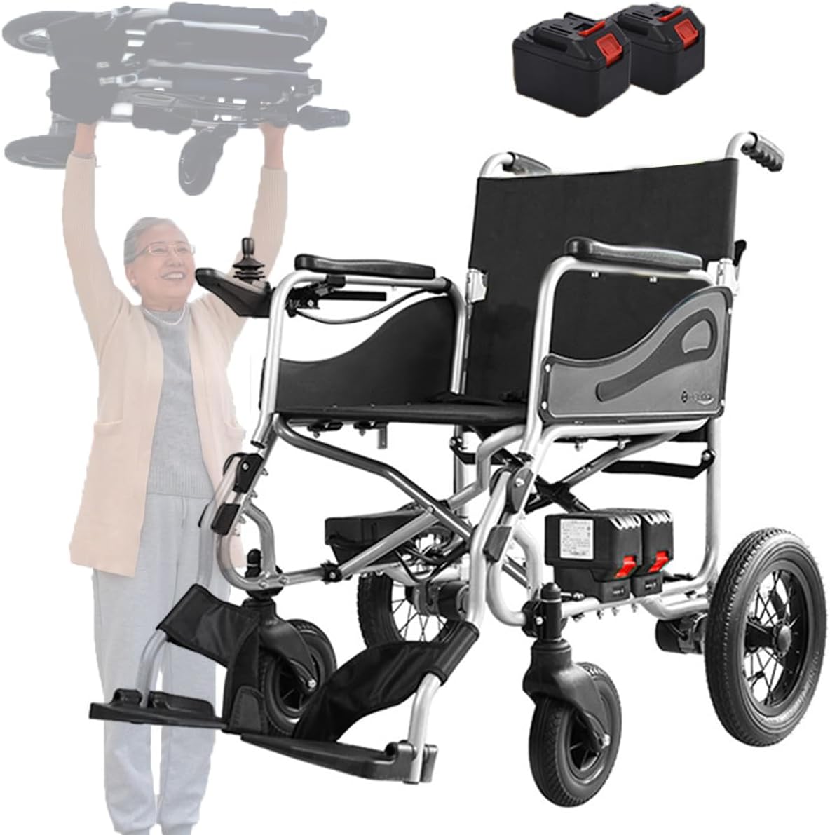 Rollstuhl-Fahrrad Für Erwachsene - Klappbarer Anhänger Mit Regenverdeck