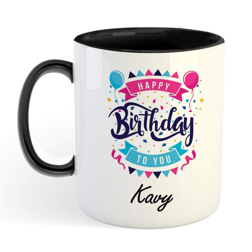 FABTODAY Ceramic Coffee Mug - Best Personalised Gift for Birthday, Color - Black, Name - Kavy