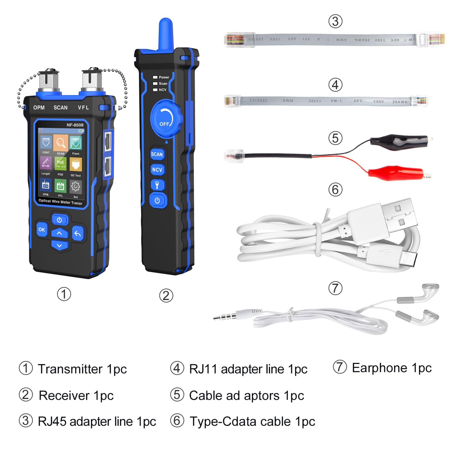 Tester di rete LAN CAT5 CAT6 RJ11 RJ45 con misuratore di potenza ottico e tracciamento cavi