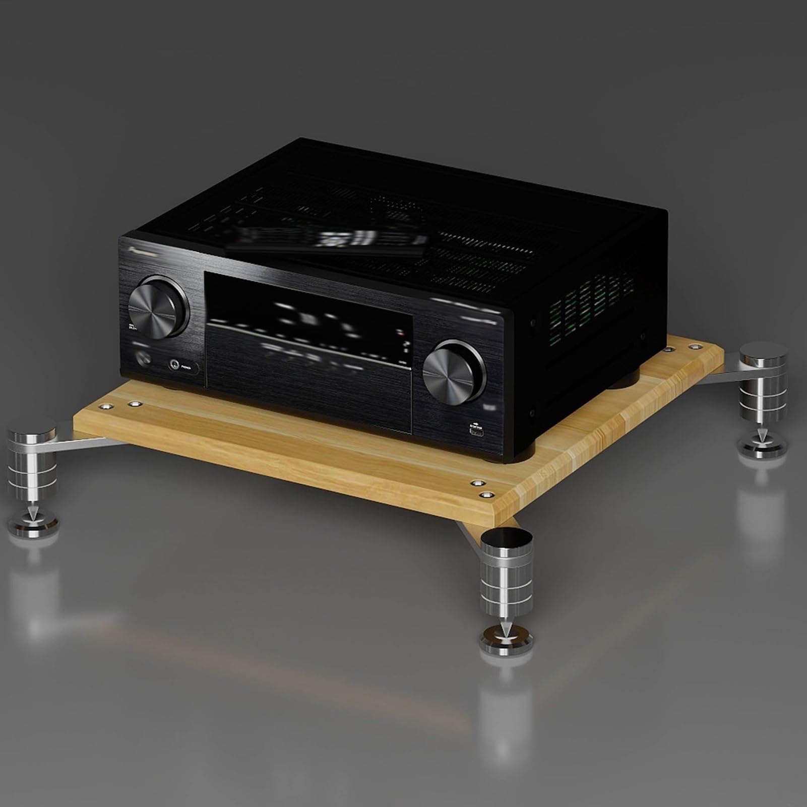 Soporte AV de Alta Resistencia, Bastidores de Audio de Diseño Abierto con Clavijas Que Absorben Los Golpes, Bastidor de Componentes de Audio(Natural,1 Tier 11cm/4.3in)