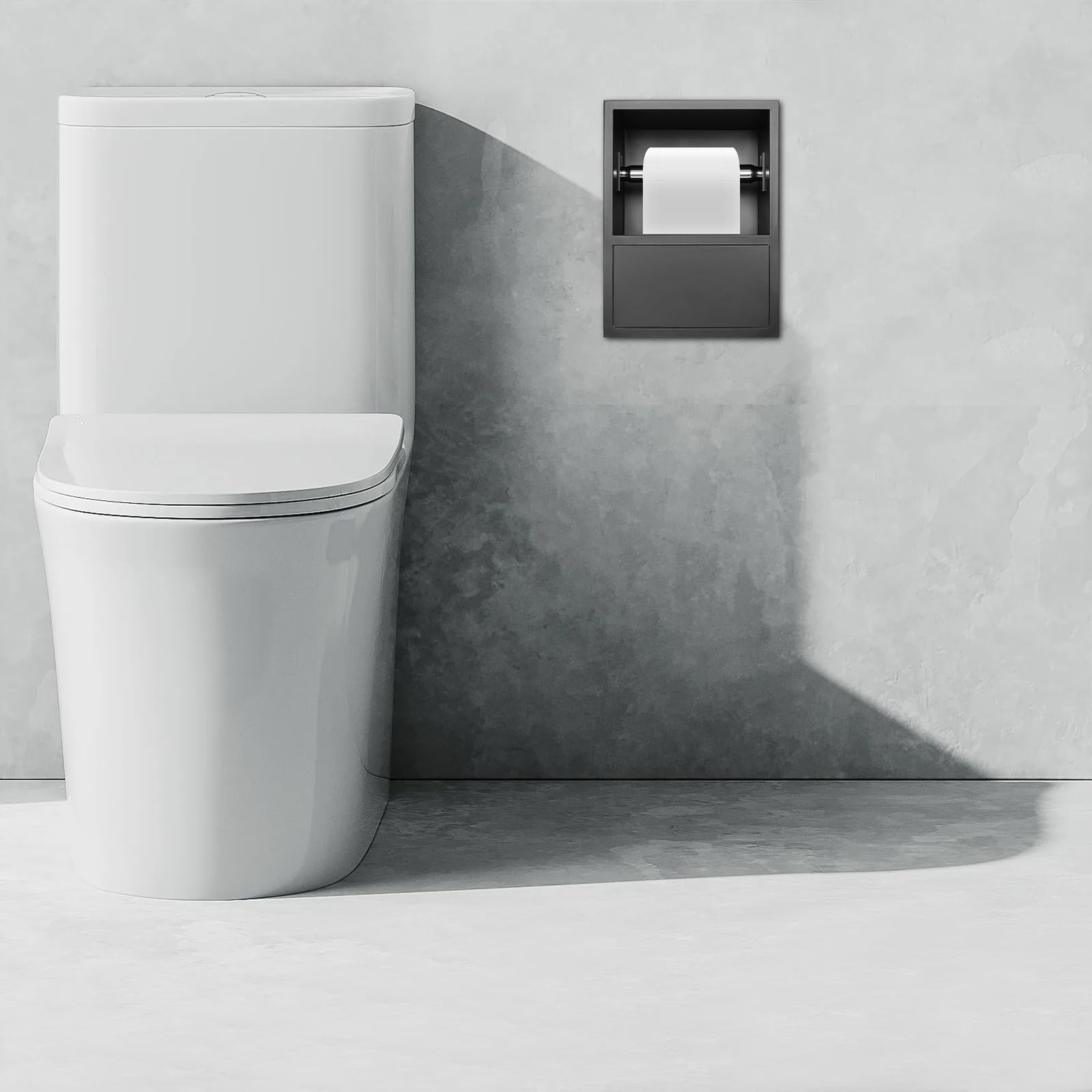 Portarrollos de papel higiénico empotrado de acero inoxidable 304, soporte de papel higiénico para montaje en pared, ahorro de espacio para baño y aseo de invitados