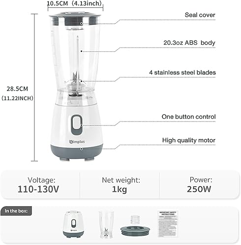Miniatura 6 de SIMPLUS Licuadora para batidos, licuadoras pequeñas portátiles de 20 onzas sin BPA para cocina, mini exprimidor para batidos, bebidas proteicas,