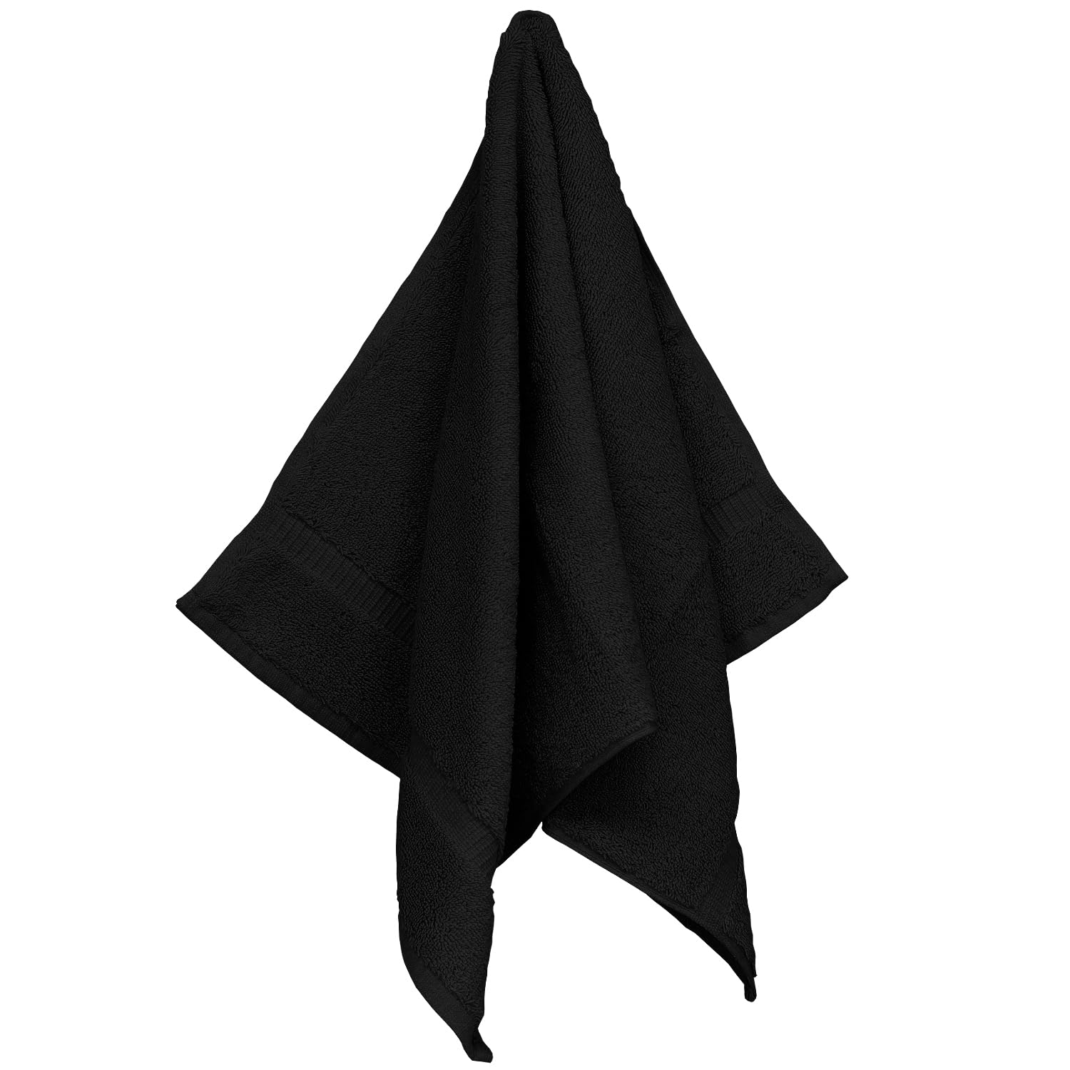 Toalla de mano monogramada, regalo personalizado, 40,6 x 76,6 cm, letra blanca bordada con diseño de corona en toalla negra, extra absorbente, 100% algodón turco, acabado de rizo suave, inicial A