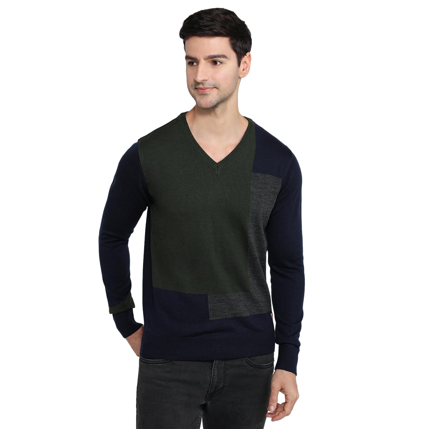 raymond Men Regular Fit Structure Pattern Acrylic Wool Blend Round Neck Full Sleeve Casual Sweater-picture-23