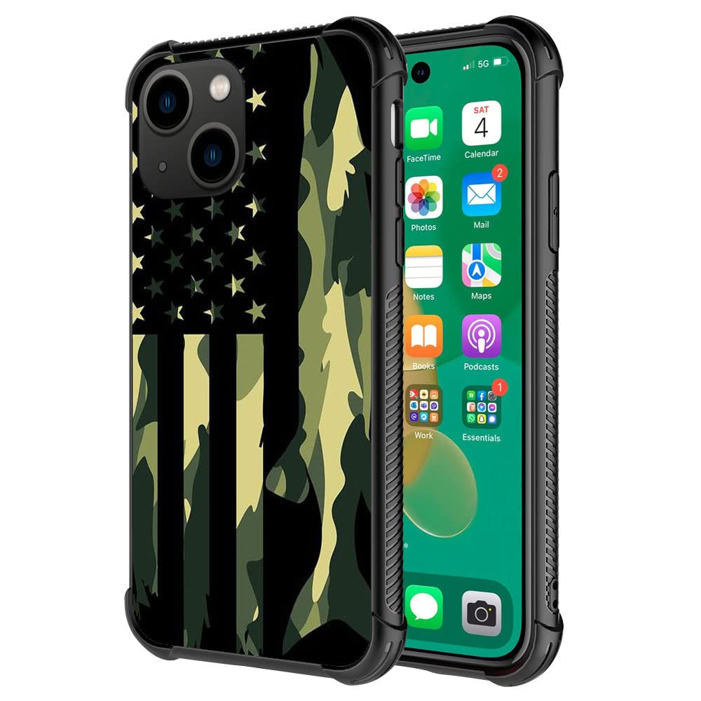 Djsok Compatibile Con Custodia Per Iphone 14 Pro, Verde Classic Camouflage Flag Iphone 14 Pro Custodie Per Uomo Ragazzi Ragazze Doppio Strato Antiurto Robusta Copertura Modello Design Apple Cover-image