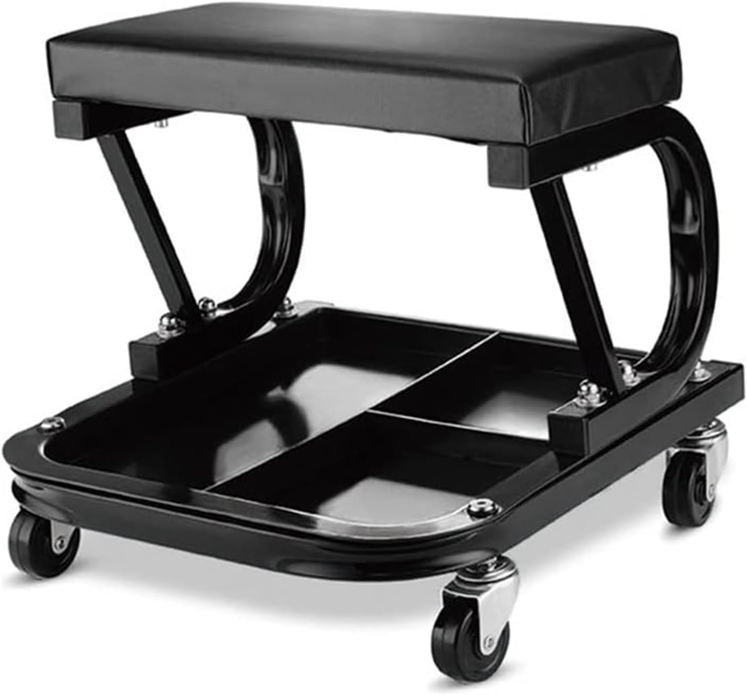 Garage Roller Seat,Low Stool with Wheels,Heavy Duty Rolling Shop Mechanic Creeper/Shop Stool,with Tool Tray and Equipment Rack