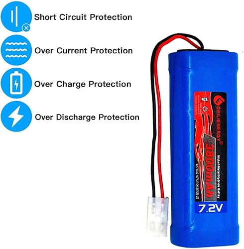 Miniatura 7 de Paquete de baterías OXWINOU de 7.2V 3800mAh, batería plana NiMH de alta capacidad, batería de repuesto para automóvil RC, camión RC, tanque de