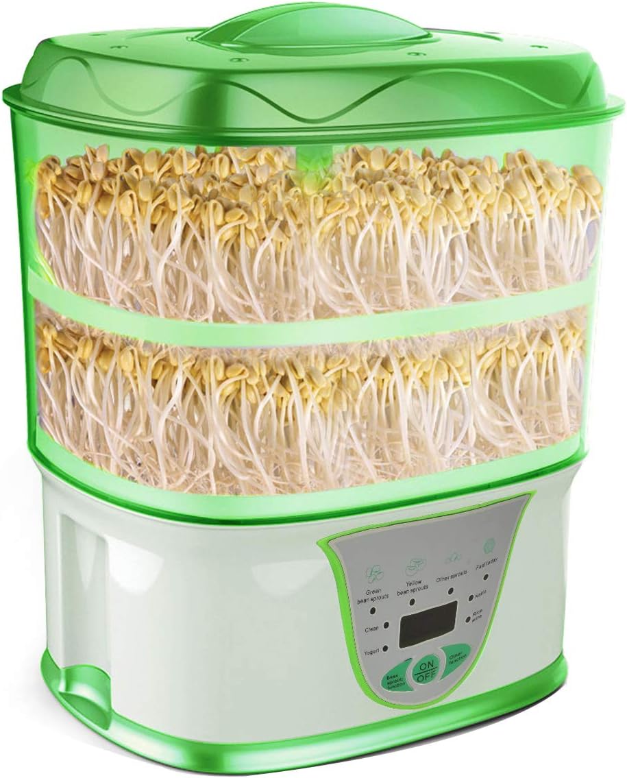 USDREAM Automatic Bean Sprouts Growing Machine Electric Auto Seed Sprouting System - 110V Full-Automatic, 2-Tray Large Capacity Intelligent Sprouter