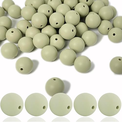 60 cuentas de silicona, cuentas de silicona de 0.59 pulgadas (0.591 in), cuentas redondas de goma a granel para hacer llaveros, cuentas focales de
