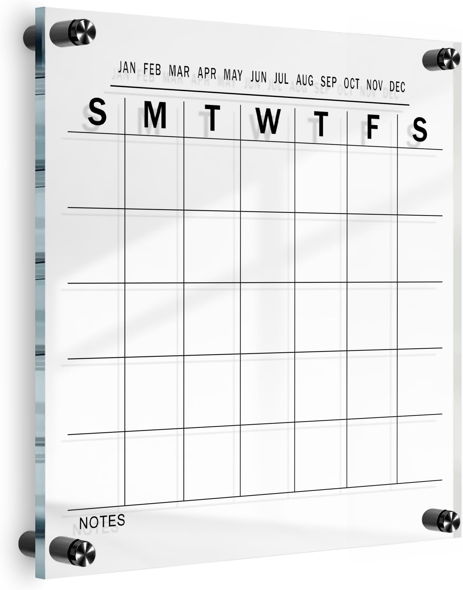 Oversize Premium Acrylic Calendar for Wall | Ultra-Thick Clear Dry & Erase Board | Small 12"x12" | Home Office Monthly Glass Family Planner Guard Mate Plexiglass Whiteboard GUARDMATE