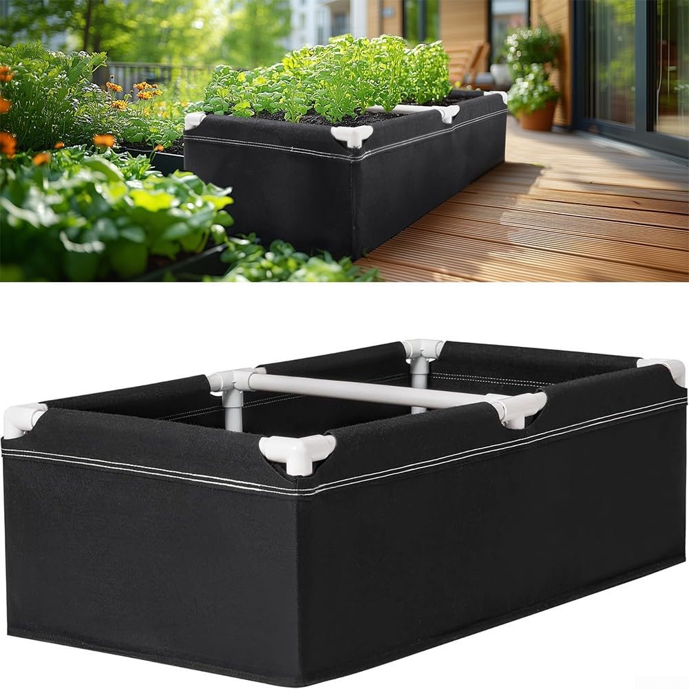 Minhe Cama de jardín elevada de tela no tejida, bolsa de cultivo portátil para verduras, hierbas y uso al aire libre (100 x 50 x 30 cm)