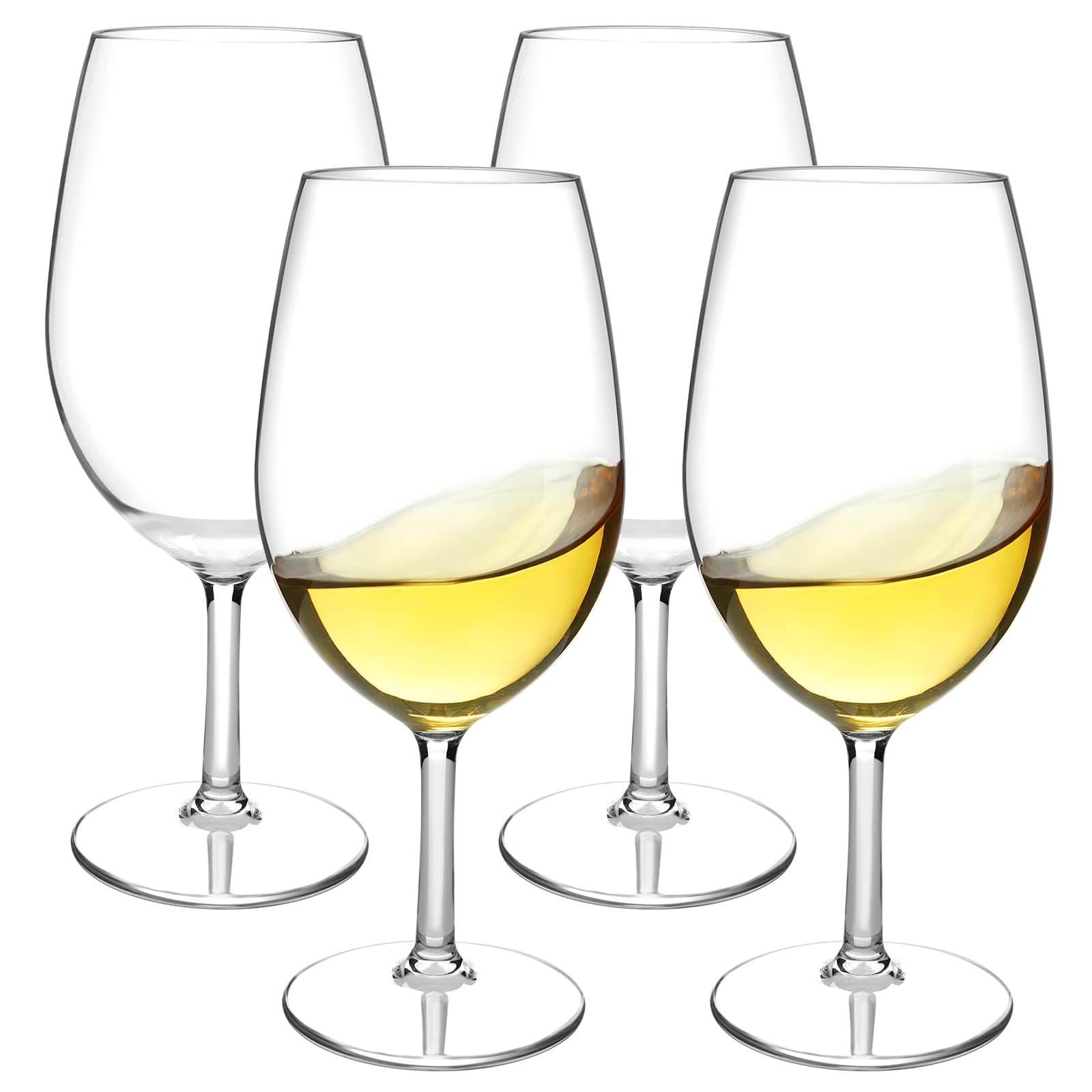 MICHLEY Floating Wine Glasses for Pool 21.5 OZ Unbreakable Tritan Plastic Red Wine Glasses with Stem Ideal for Beach Bar Camping Dishwasher Safe, Set