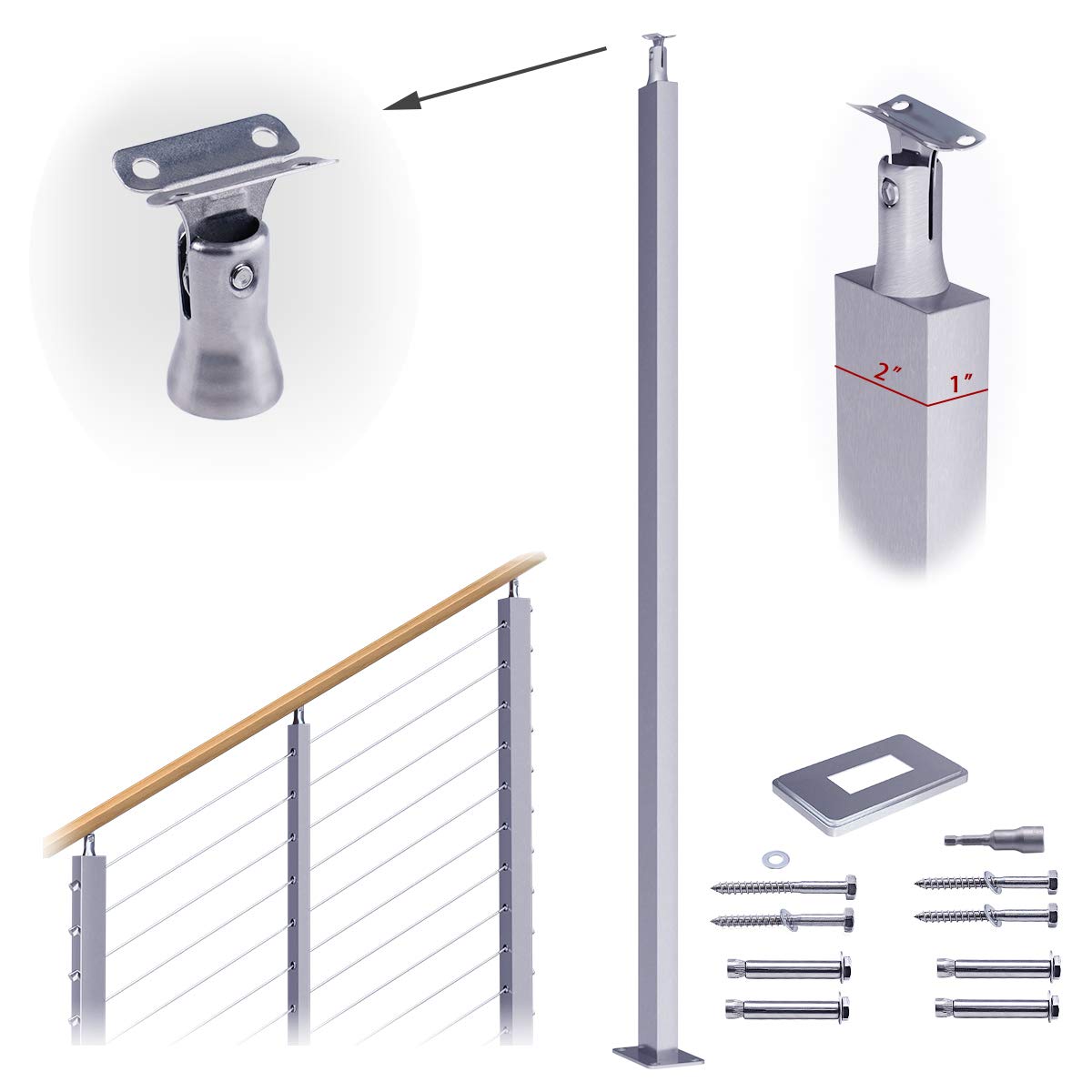 Buy Intermediate Post Undrilled 42"x1"x2"(Post Body 39") Adjustable Top