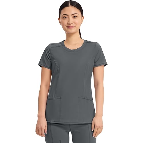 Cherokee Infinity Scrubs for Women Round Neck Scrub Top with 3 Pockets & 360° Stretch-2624A