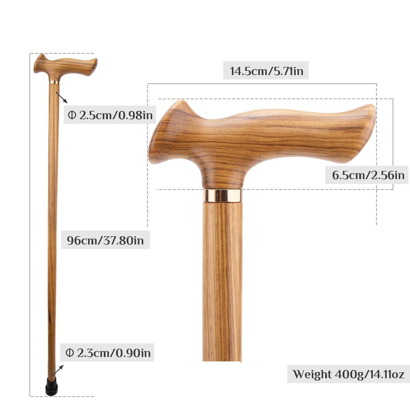 Bastones de Madera Amarillos, con Correa y 4 Puntas Antideslizantes Extraíbles Bastón Decorativo de Lujo para Hombre y Mujer de Cospaly 96 Cm
