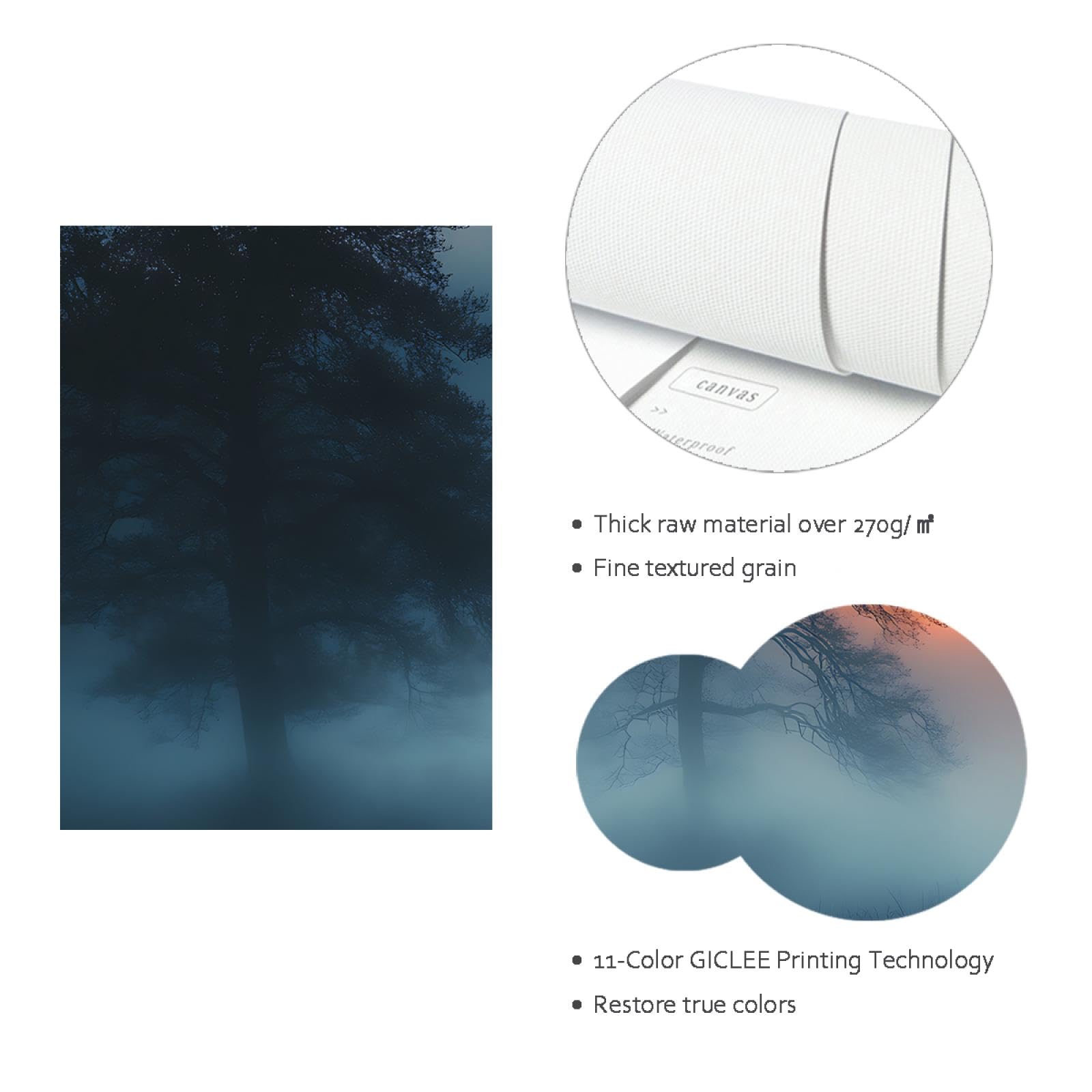 UIRINGART Toile de style gothique art mural matin brouillard forêt paysage imprimer affiche pour le salon salle d’étude chambre mystérieux décor mural 50x80cm cadre intérieur