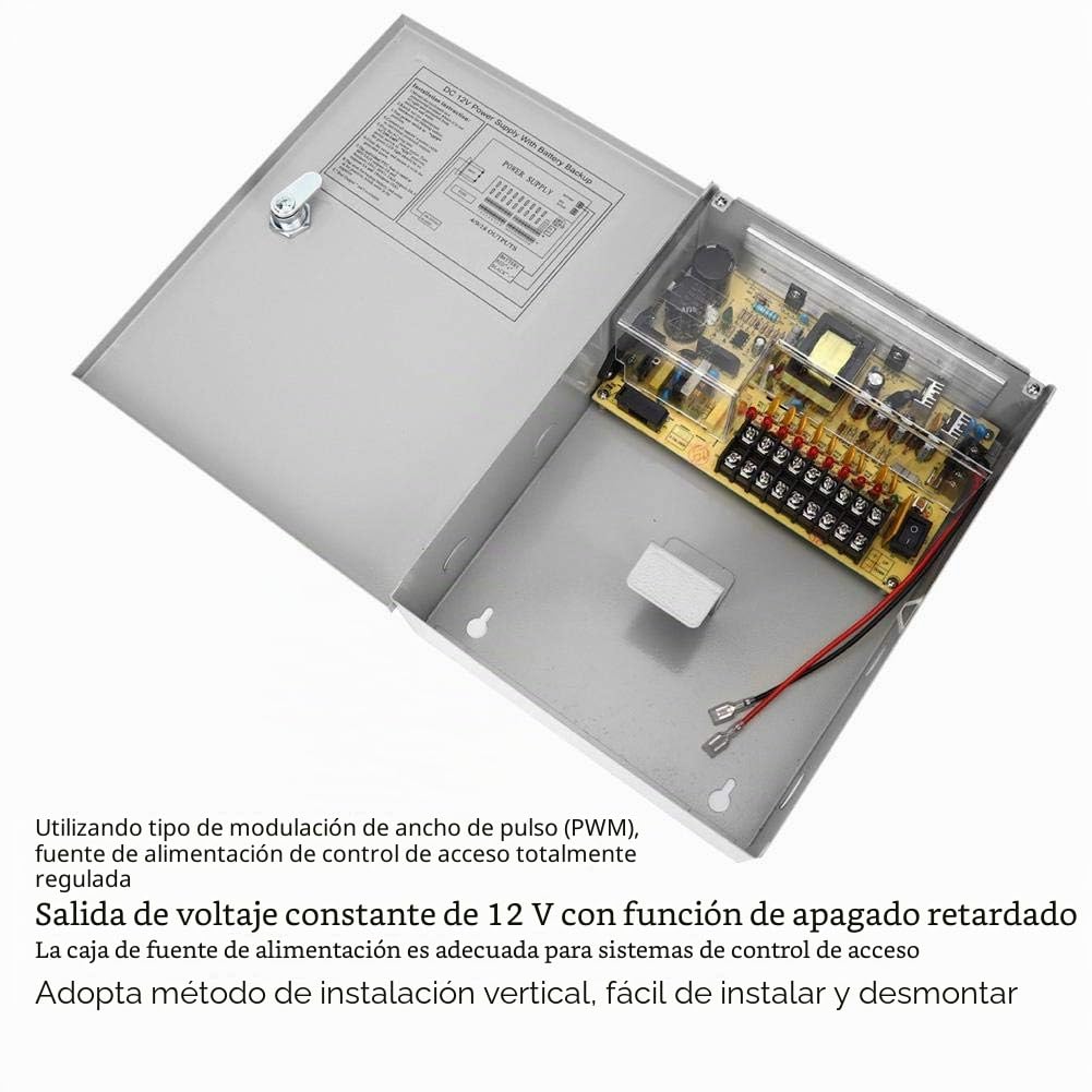 Caja de Fuente de alimentación de Control de Acceso de 12V 10A, Caja de batería de Respaldo UPS PWM con función de Apagado retardado, Caja de Interruptor de Fuente de alimentación