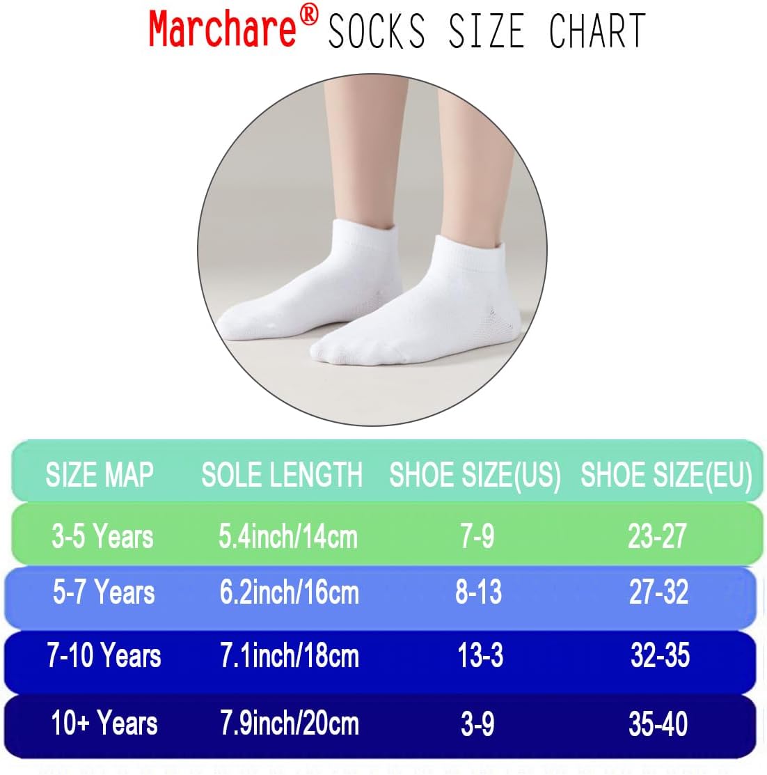 Marchare Boys/Girls Low Cut Cotton Socks Kids Seamless School Socks 6 Packs - Image 7