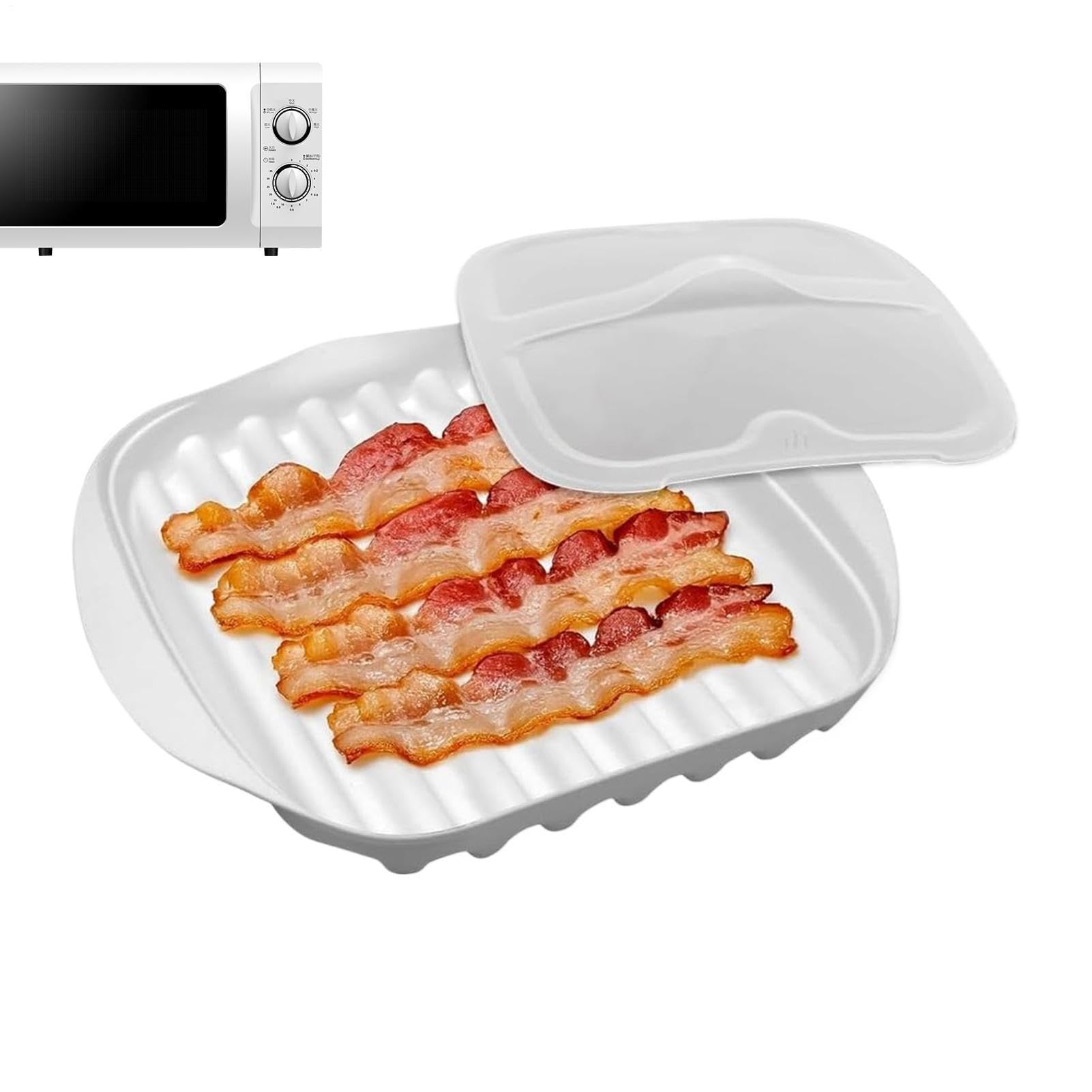 Microwave Bacon Rack Crisper, Quick Crispy-Cooked Bacon Without the, Non-Sticky Food Grade Cookware, Heat Resistant Defrosting Tray for Meat Eggs Potatoes Veg