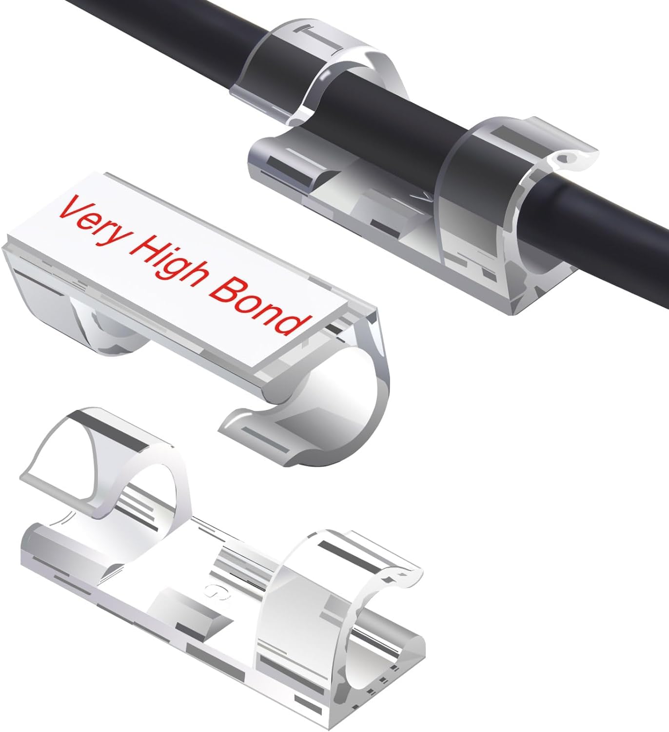 INVOSS Wire Organizer Cable Management Clips, Cord Hook with Improved Stronger Adhesive Tape Cable Manager, Wire Keeper Clamp | Wire Clips for Cable, Wire Holders Clips for Wall (Clear)