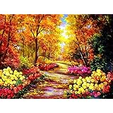 OWN4B クロスステッチ刺繍キット図案印刷、11ct 美しい森の風景 初心者向けの簡単な刺繍セット36x46cm Cross Stitch