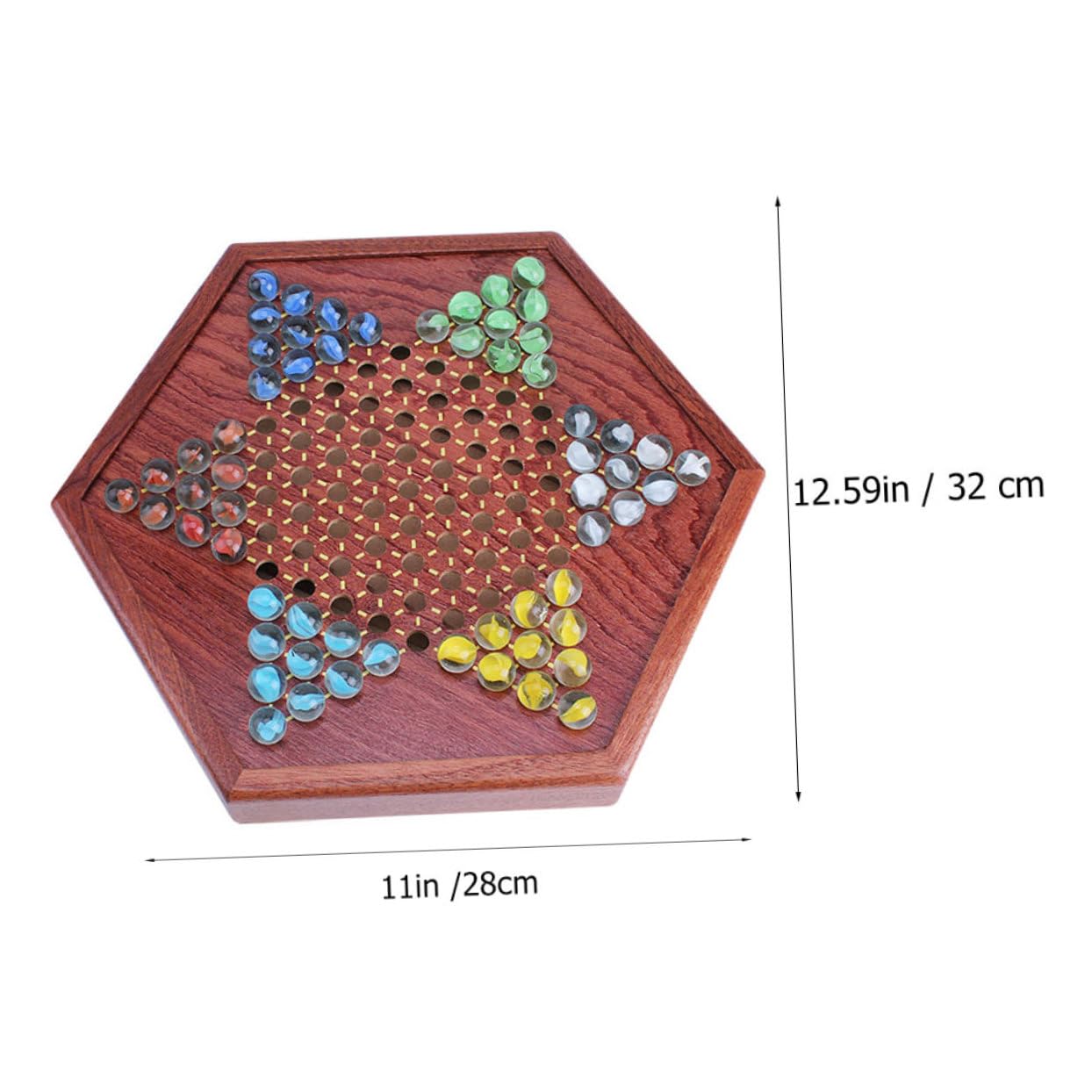 Toddmomy Jeu de Dames Traditionnel Chinois Bois avec Billes Plateau Hexagonal à Tiroir pour Garçon Fille et Adultes Jeu de Société Éducatif et Rangement Facile