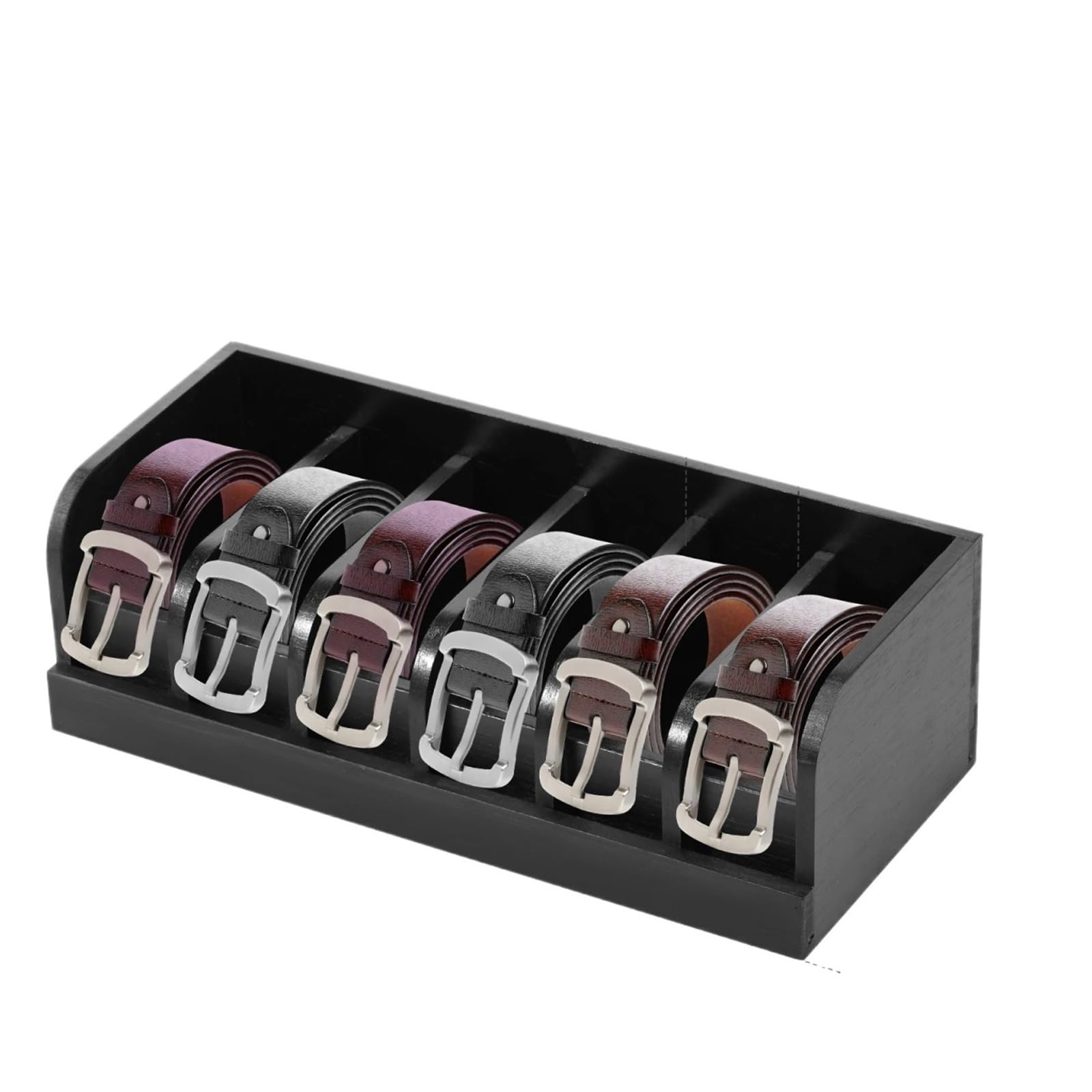 Belt Organizer Belt Organizer Box 6 Grids Storage Rack for Closet and Drawer Save Space Tie and Display Case for Men Women(Black)