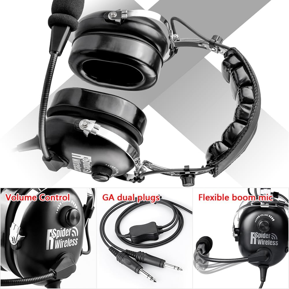 Aviation Headset for Pilots, Aviation Headset with Comfort Ear Seals, 24db Noise Cancelling, MP3 Support and Carrying Case