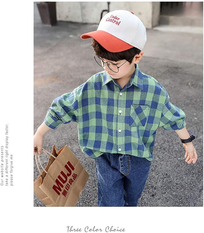 Amazon | [G-UYO] 男の子 ボタンシャツ 子供服 長袖 チェックシャツ 