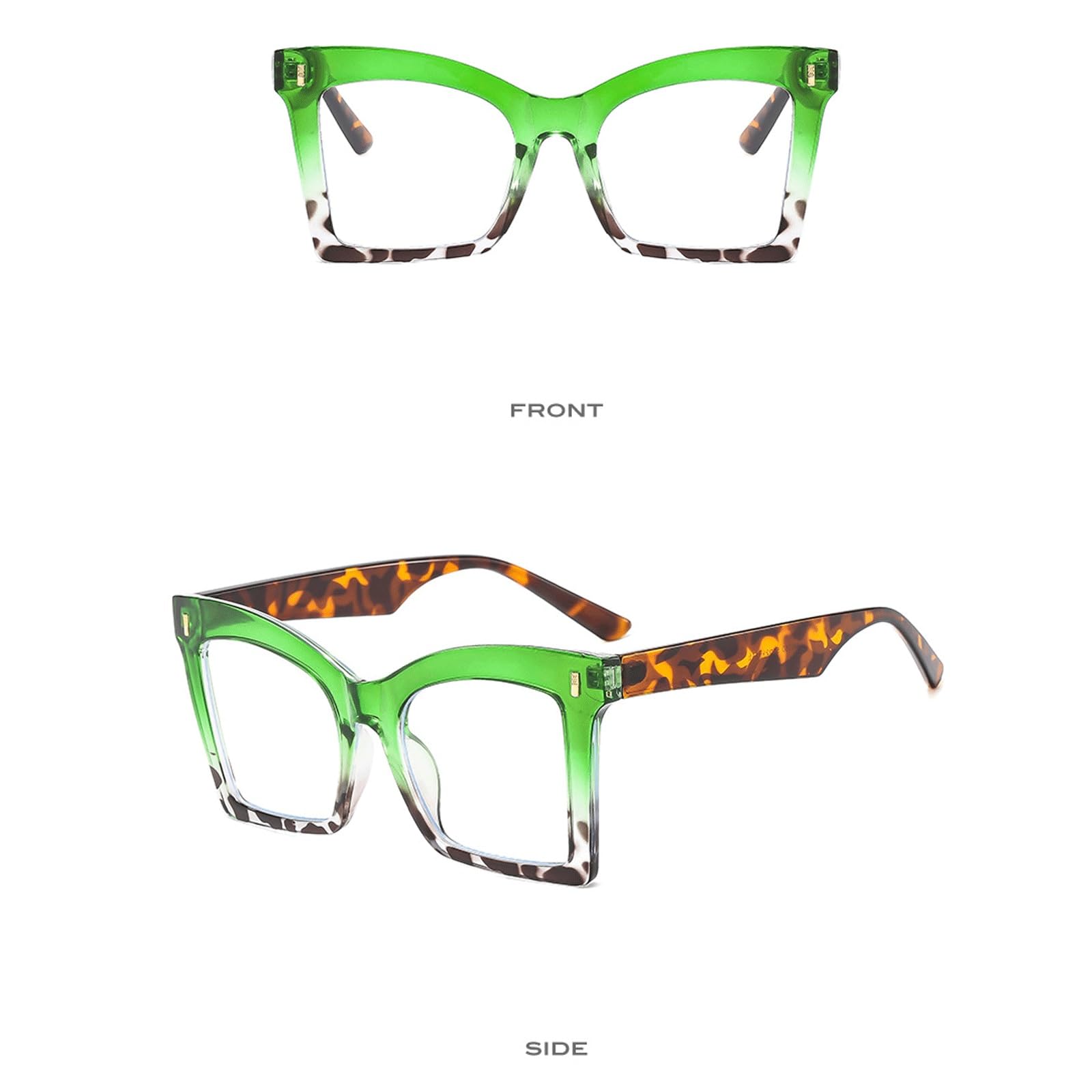 Monturas de Gafas de Moda Anteojos Grandes Mujer | Gafas más grandes for gafas de lectura sin receta estilo mariposa for computadora(C5 Green)